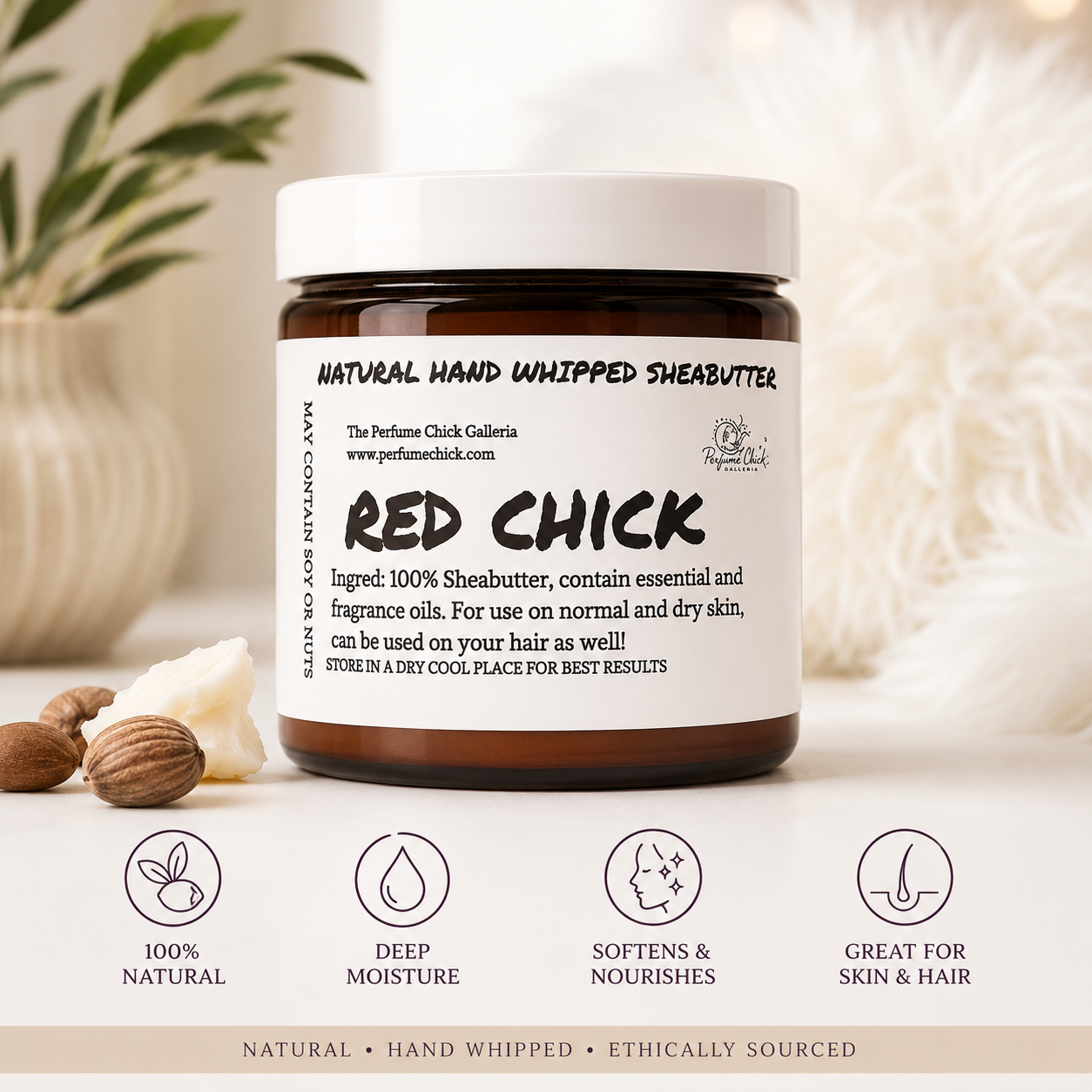 Natural Hand Whipped Shea Butter - Red Chick scent by The Perfume Chick Galleria