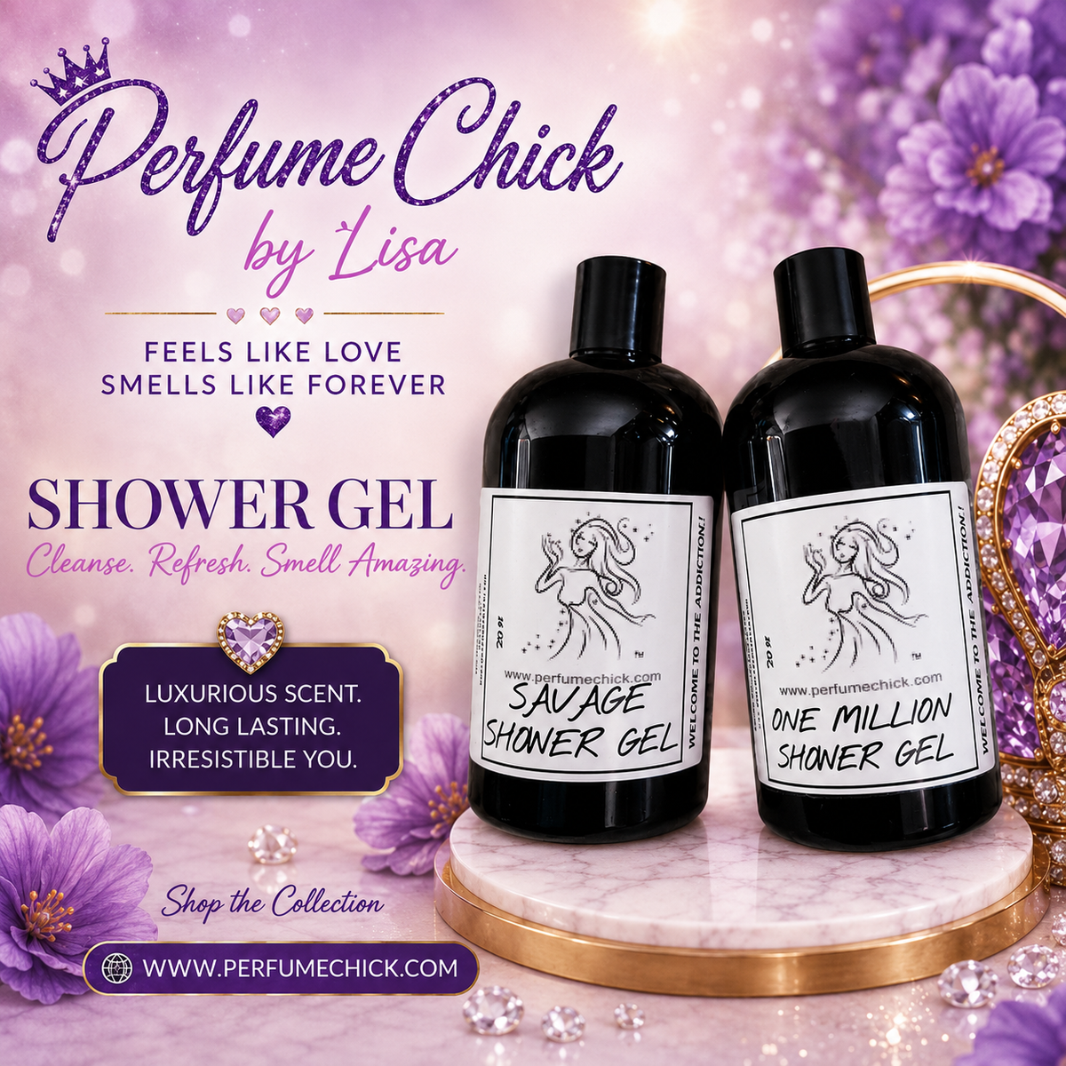 Perfume Chick by Lisa Scented Shower Gel 16 oz bottles for fragrance layering